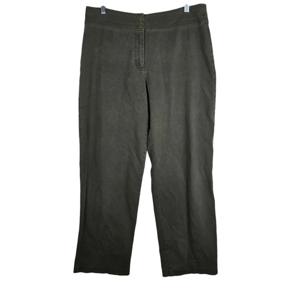 Chico's Pants - Chico's Olive Green Stretch Straight Leg Pants No Pockets Size 2.5/ 14